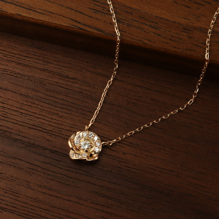 楽天市場】薔薇 ダイヤモンド ネックレス ローズ K10 ピンクゴールド 
