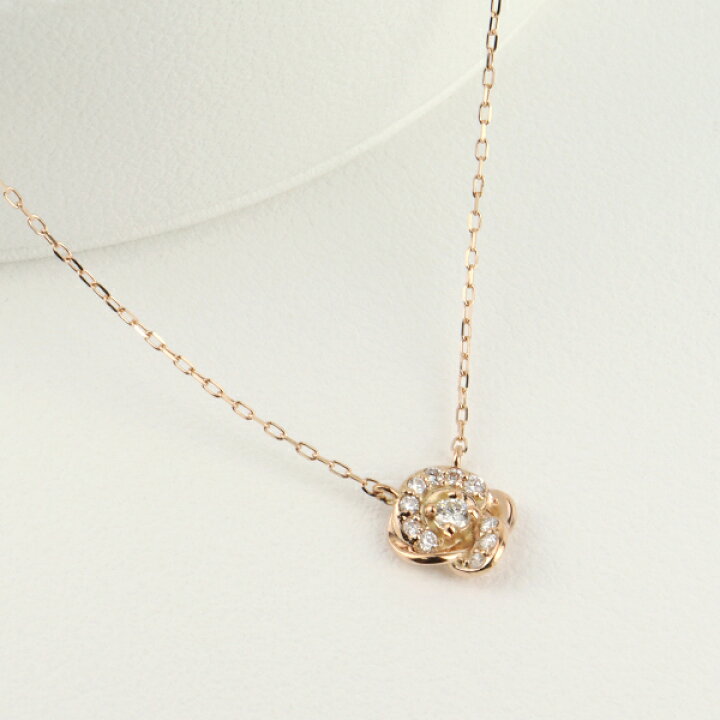 楽天市場】薔薇 ダイヤモンド ネックレス ローズ K10 ピンクゴールド 