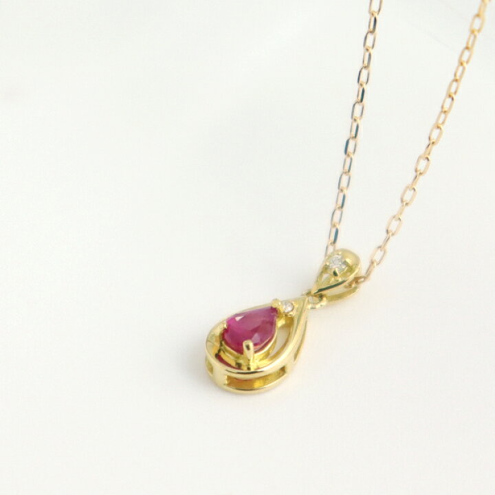 楽天市場】K18 ドロップ ルビー ネックレス 18金 18k ゴールド  