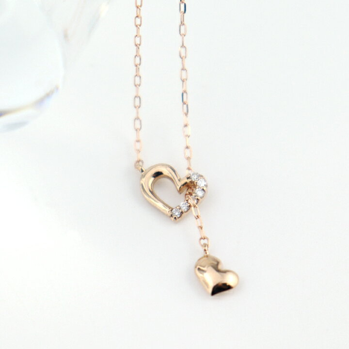 楽天市場】K18 Y字 スライド ハート チャーム ネックレス 18金 18k  