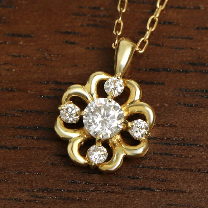 楽天市場】K18 ダイヤモンド フラワー ネックレス ゴールド 18金 18k  