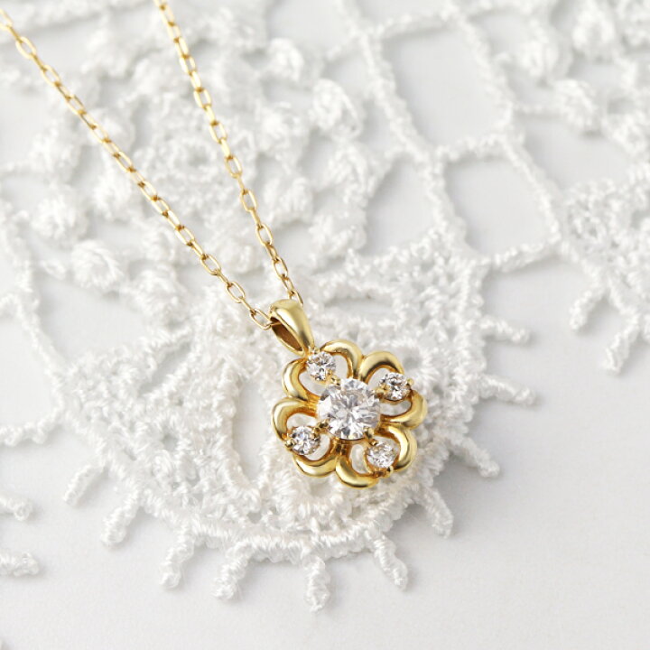 楽天市場】K18 ダイヤモンド フラワー ネックレス ゴールド 18金 18k 