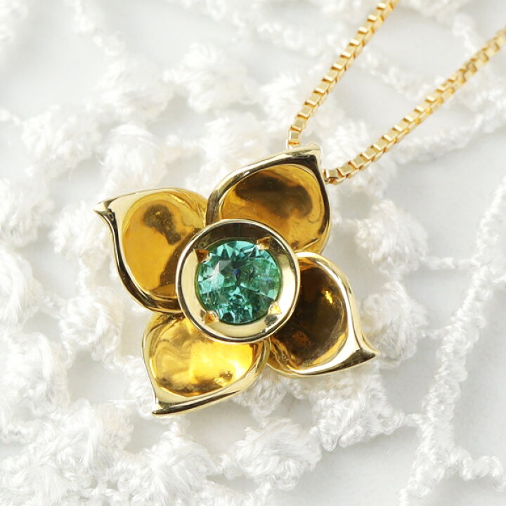 楽天市場】K18 エメラルド フラワー ネックレス 花 18金 18k ゴールド  
