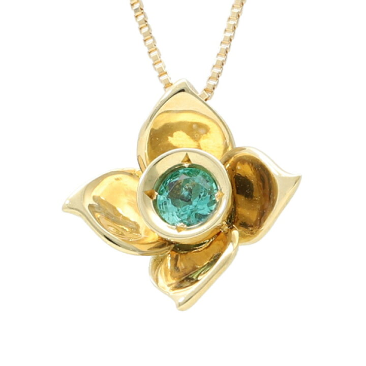 楽天市場】K18 エメラルド フラワー ネックレス 花 18金 18k ゴールド 