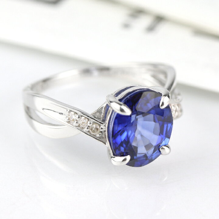 楽天市場】K18WG 3.0ct サファイア リング 指輪 ダイヤモンド ブルー 