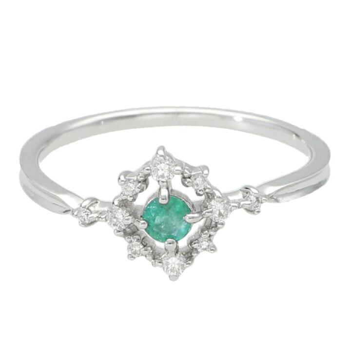 楽天市場】K18 エメラルド ダイヤモンド スクエア リング 18金 18k  