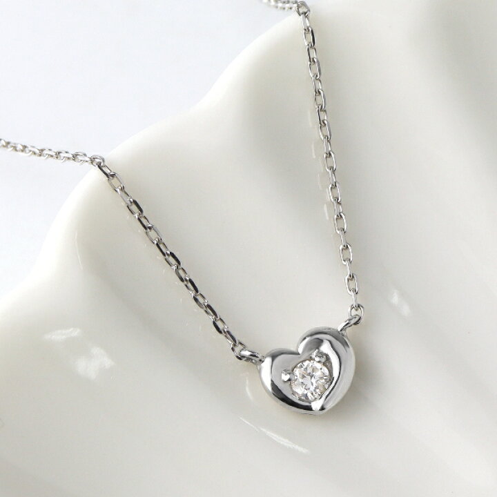 楽天市場】K18 一粒 ダイヤモンド ハート ネックレス 18金 18k 