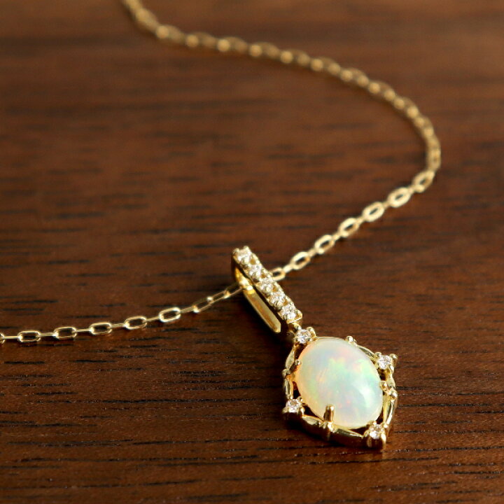 楽天市場】K18 オーバル オパール ダイアモンド ネックレス 18金 18k  