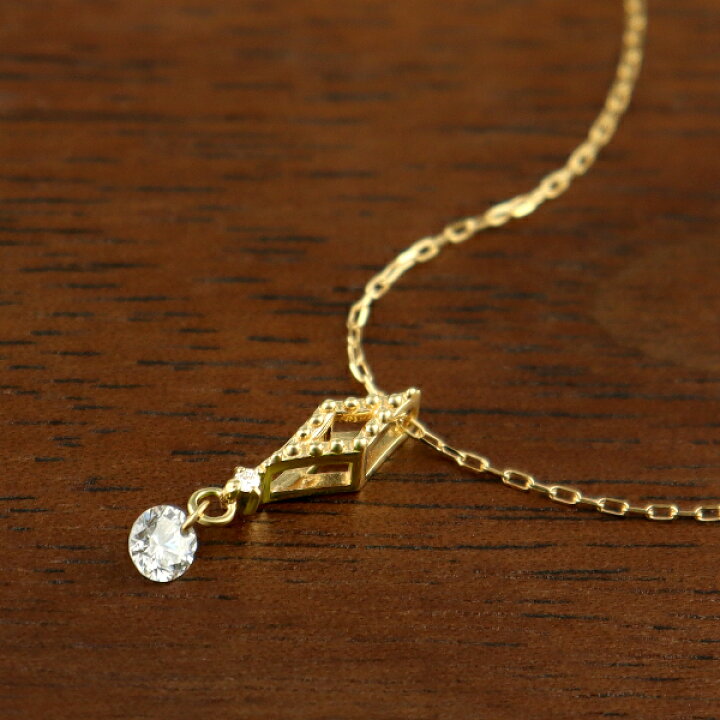楽天市場】K18 揺れる ダイヤモンド スクエア ネックレス 18金 18k