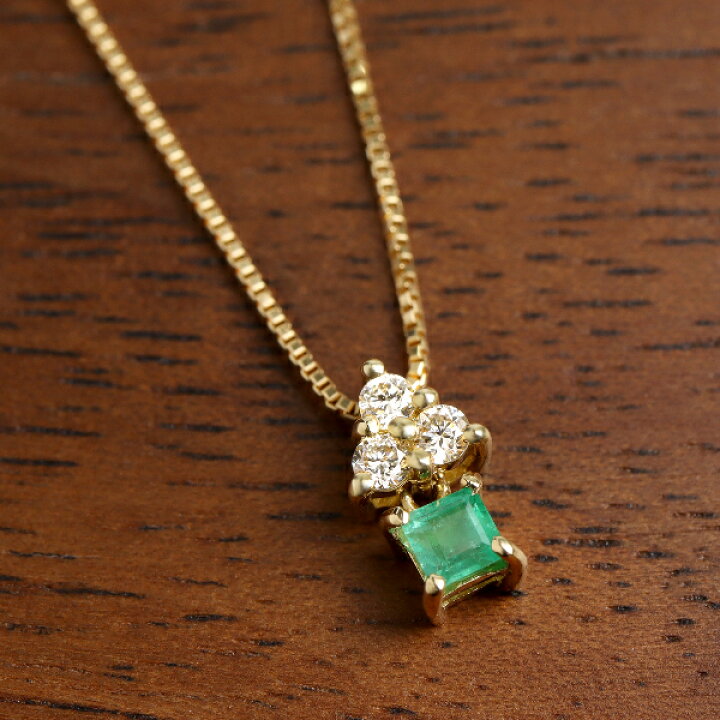 楽天市場】K18 二連 エメラルド ダイヤモンド ネックレス 18金 18k  