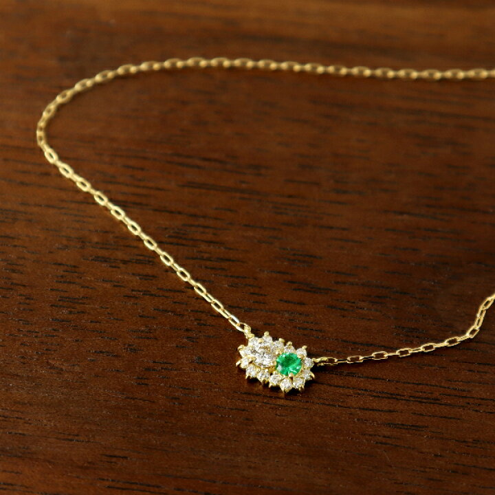 楽天市場】K18 エメラルド ダイヤモンド フラワー ネックレス 18金 18k 
