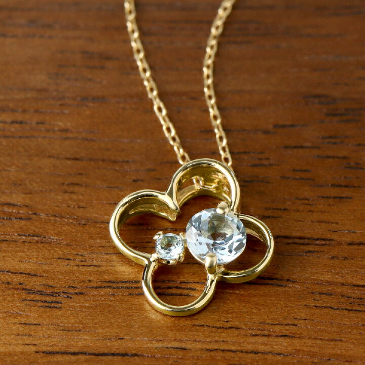 楽天市場】K18 アクアマリン フラワー ネックレス 花 天然石 18金 18k 