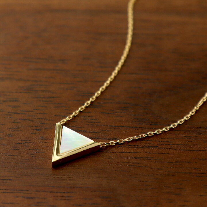 楽天市場】K18 白蝶貝 トライアングル ネックレス 18金 18k ゴールド 