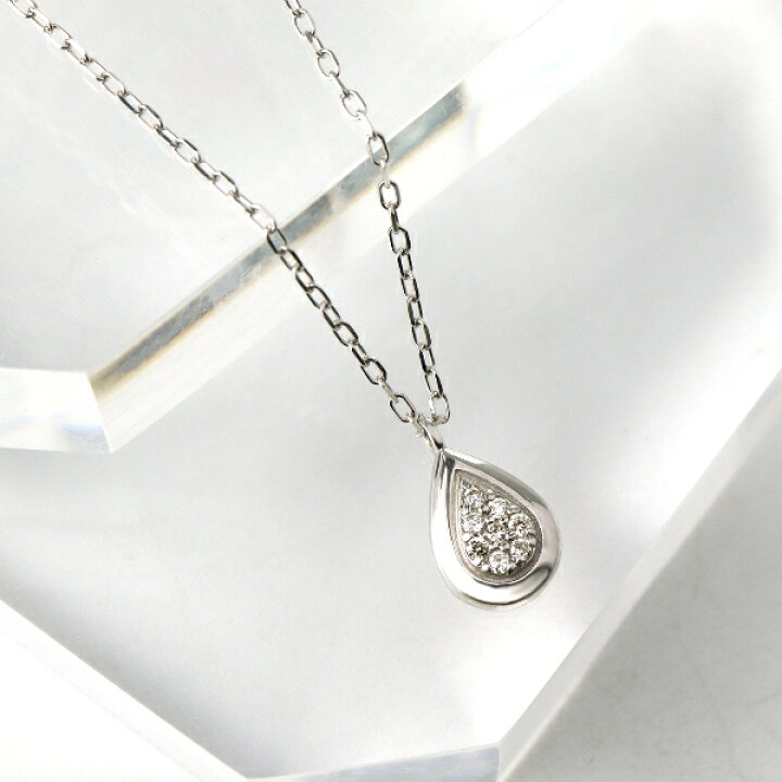 楽天市場】K18 ダイヤモンド ドロップ ネックレス 18金 18k ホワイト  