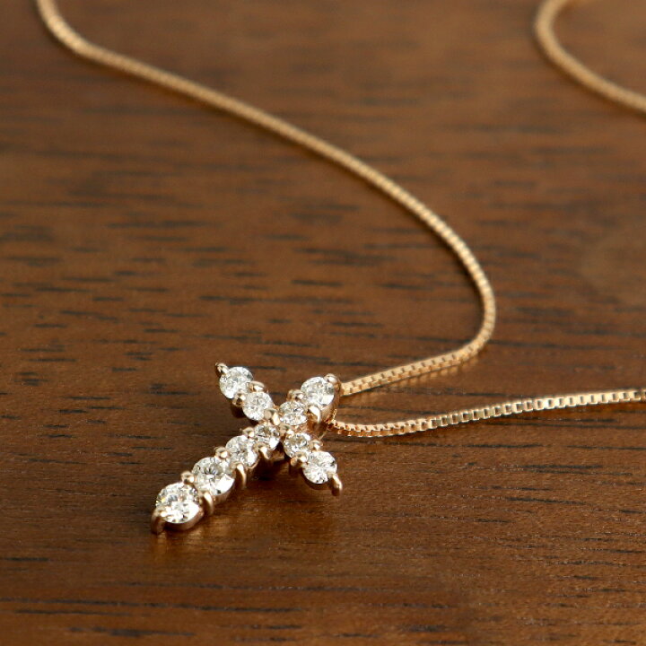 楽天市場】K18 ダイヤモンド クロス ネックレス 18金 18k ピンク 