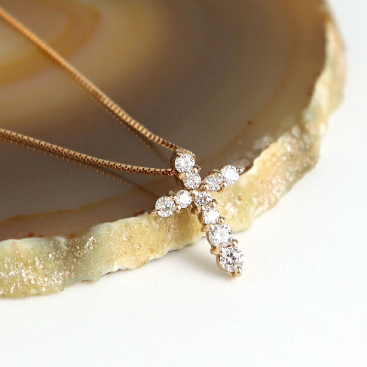 楽天市場】K18 ダイヤモンド クロス ネックレス 18金 18k ピンク 