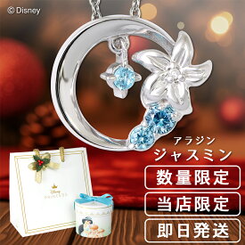 ディズニー 当店限定 アラジン ジャスミン ネックレス 限定 公式 オフィシャル ディズニープリンセス Disney グッズ ダイヤモンド 月 花 キラキラ シルバー ブルー 水色 青 女性 彼女 プレゼント 人気 ブランド 【Disneyzone】