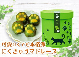 にくきゅう マドレーヌ 4個入り 抹茶/ おしゃれ 可愛い 猫スイーツ 猫缶 常温 焼き菓子 京都 スイーツ まっちゃ 猫 肉球 マドレーヌ ママ友 誕生日 結婚 お返し お菓子 ねこ ギフト ねこ缶 ホワイトデー