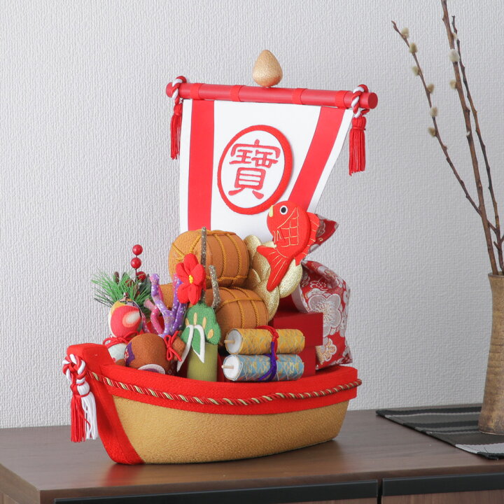 楽天市場】お正月飾り 招福宝船 縁起づくし 置き物 ちりめん オブジェ 