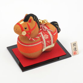 福鈴午 白 茶 置物 干支 うま リュウコドウ 馬 うま かわいい コンパクト お正月飾り 干支飾り 十二支 午年 職人 手作り オブジェ 小判 置き物 開運置き物 商売繁盛 子孫繁栄