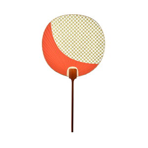 長柄 友禅都うちわ 待宵(朱)2516 塩見団扇 日本製 化粧箱付き