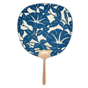 大型透かしうちわ 高級団扇 京うちわ 夕顔 (紺) 1168 化粧箱付き 天然木