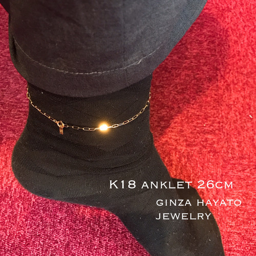 アンクレット 18金 メンズ レディース 男女兼用 anklet 26cm simple chain design シンプル チェーン デザイン