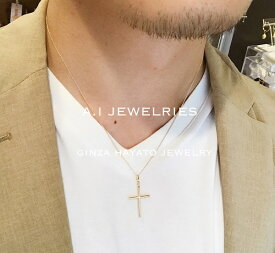 K18 18金 50cm シンプル クロス ネックレス メンズ mens necklace simple cross pendant
