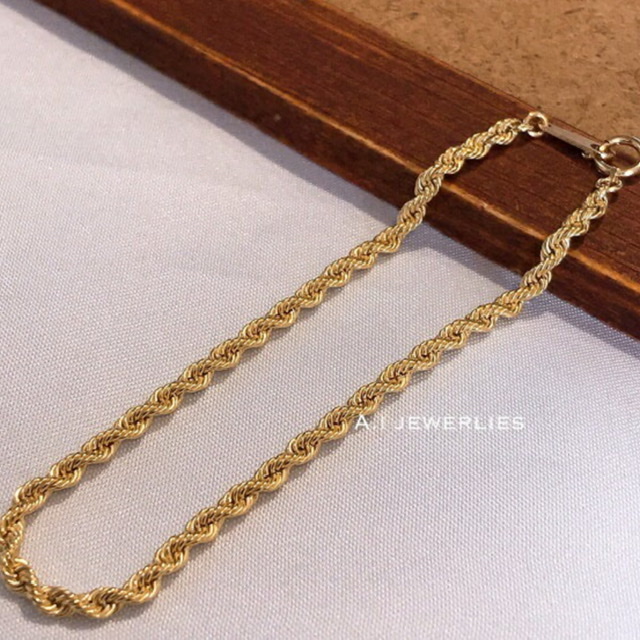 太め 正式的 ロープ ブレスレット シンプルデザイン 18金 k18 最大70%OFFクーポン 18cm 男女兼用 bracelet 約3mm幅 rope