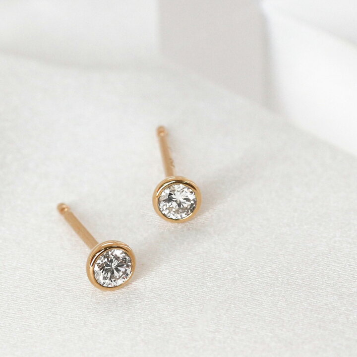 楽天市場】ピアス K18 ピンクゴールド ダイヤモンドピアス 0.1ct×0.1ct 