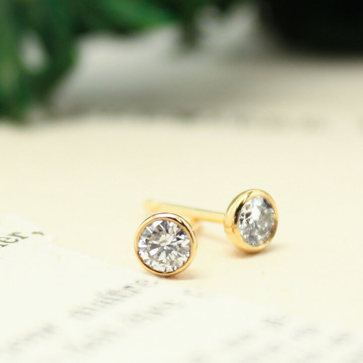 楽天市場】ピアス K18 イエローゴールド ダイヤモンドピアス 0.2ct×0.2 