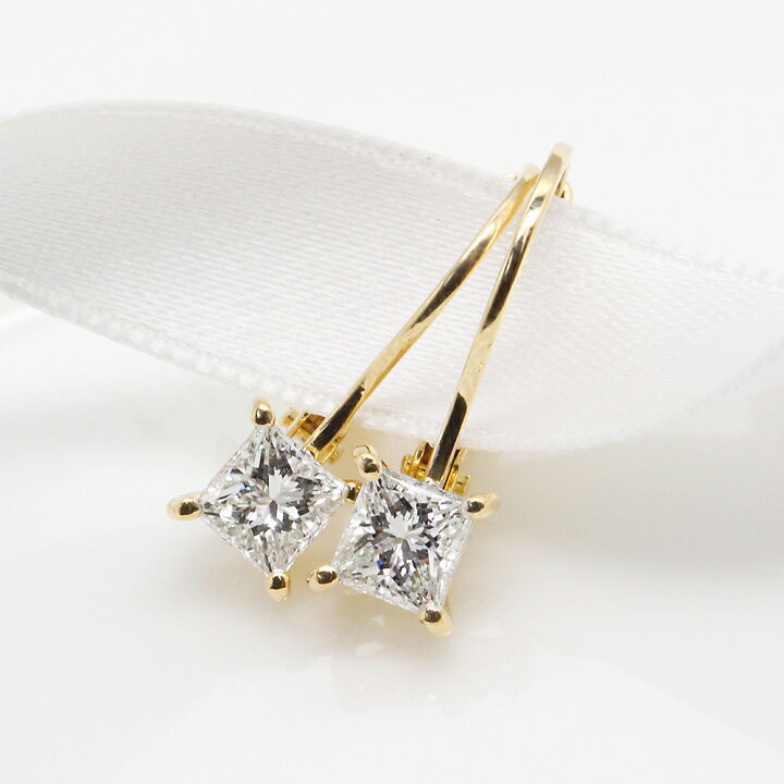 楽天市場】ピアス 0.4ct プリンセスカット ダイヤモンドピアス K18 