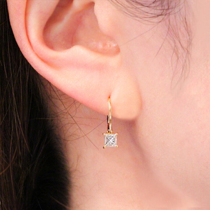 楽天市場】ピアス 0.4ct プリンセスカット ダイヤモンドピアス K18 