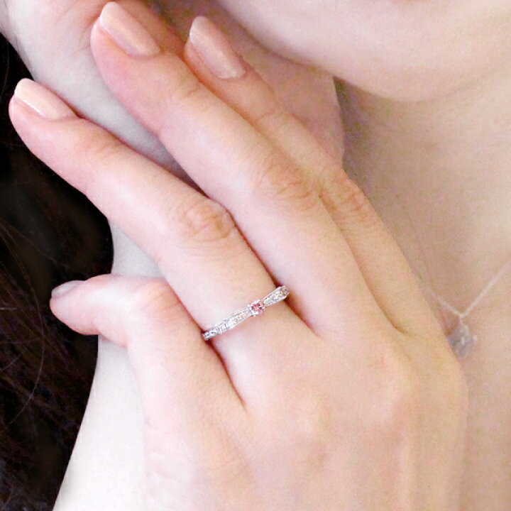 楽天市場】婚約指輪 天然ピンクダイヤモンド 0.088ct エンゲージリング 