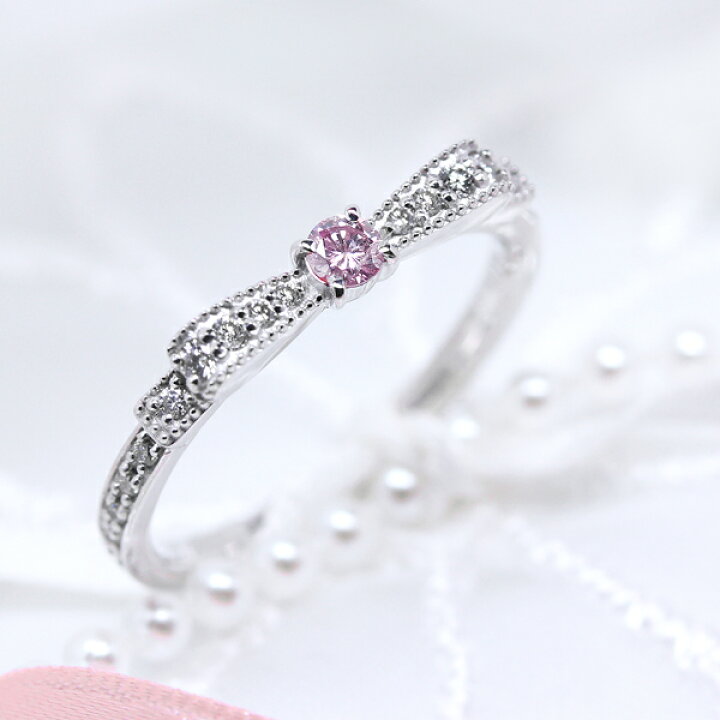 楽天市場】婚約指輪 天然ピンクダイヤモンド 0.088ct エンゲージリング 