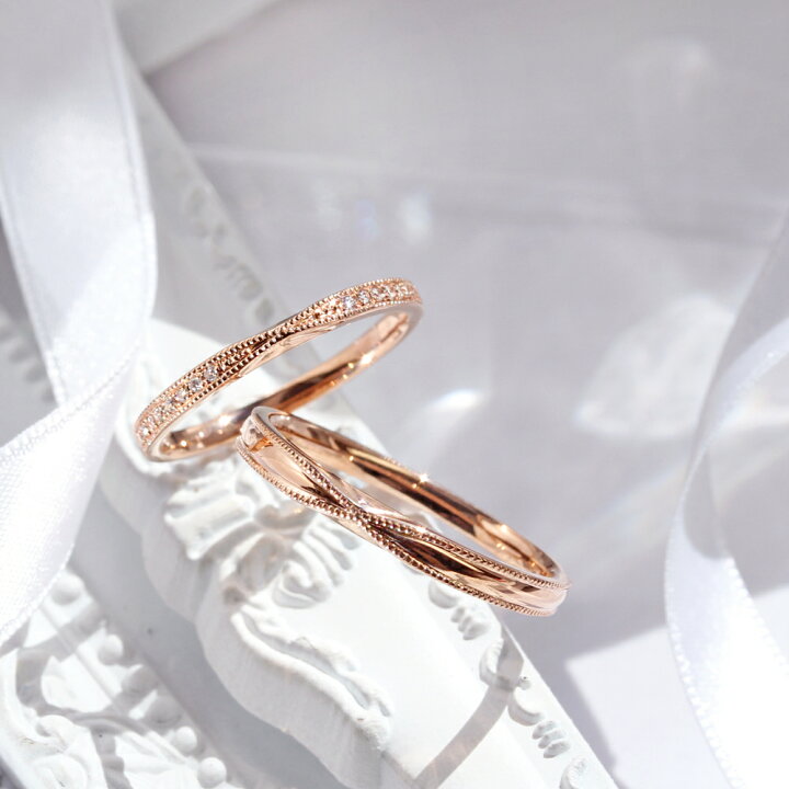 楽天市場】結婚指輪 ペア ダイヤ マリッジリング ピンクゴールド K18PG  