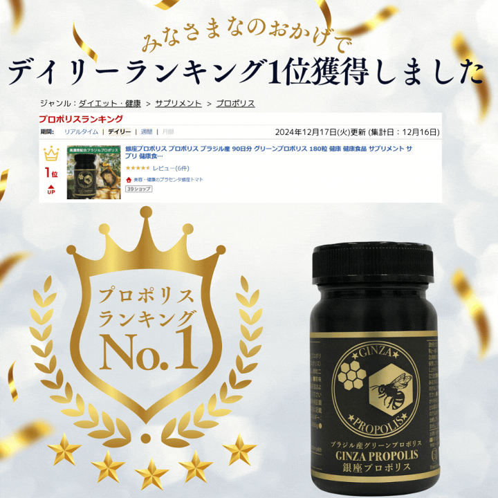 楽天市場】楽天ランキング1位入賞 銀座プロポリス プロポリス