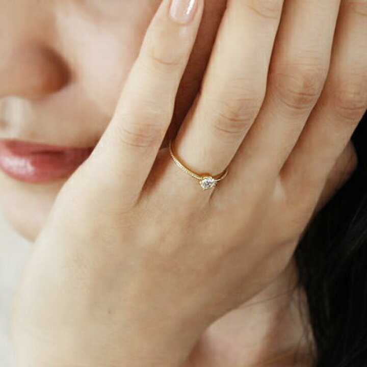 楽天市場】K18 天然 ダイヤモンド 0.2ct 四本爪 一粒 リング 1号-16号  