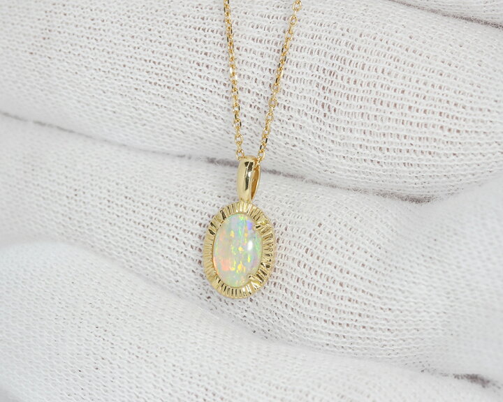 楽天市場】K18 オパール 0.438ct 一粒 ネックレスチャーム イエロー 
