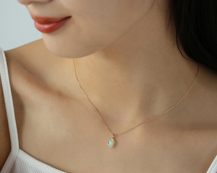楽天市場】K18 オパール 0.438ct 一粒 ネックレスチャーム イエロー 