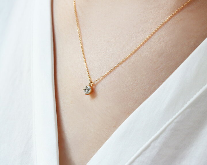 楽天市場】「アン」一粒 ネックレス 天然ダイヤモンド 0.404ct【I/VVS2  