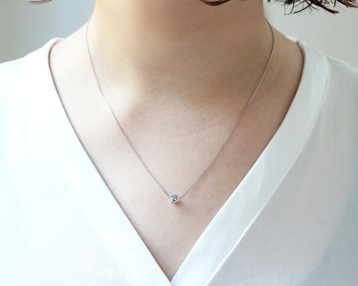 楽天市場】「コゼット」一粒 ネックレス 天然ダイヤモンド 0.453ct【G 