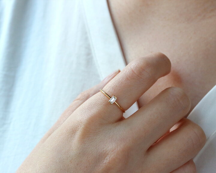 楽天市場】「ステップカット」 一粒 リング ダイヤモンド 0.155ct【D 