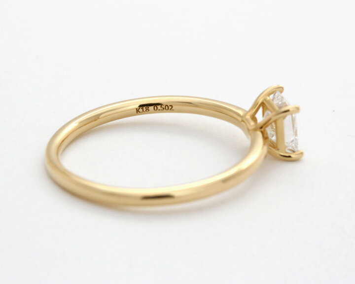 楽天市場】「プリンセスカット」 K18 一粒 リング ダイヤモンド 0.502 
