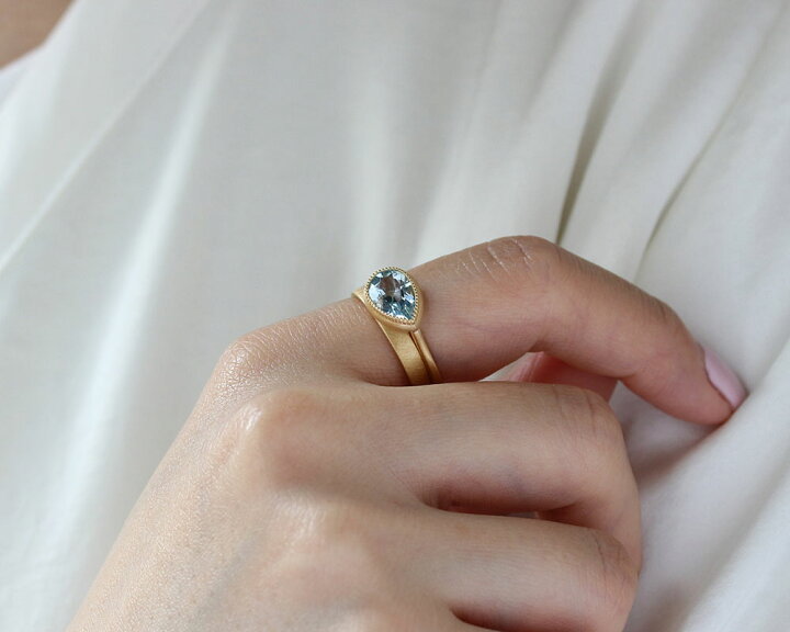 楽天市場】「ペアシェイプカット」 アクアマリン リング 1.075ct K18 