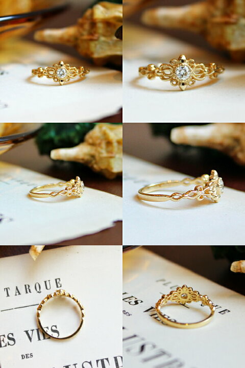 楽天市場】K18 天然 ダイヤモンド 0.07ct アンティーク 透かし 一粒  