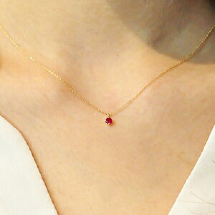 楽天市場】K18 天然 ルビー 0.1ct 一粒ネックレス送料無料 チェーン 18 