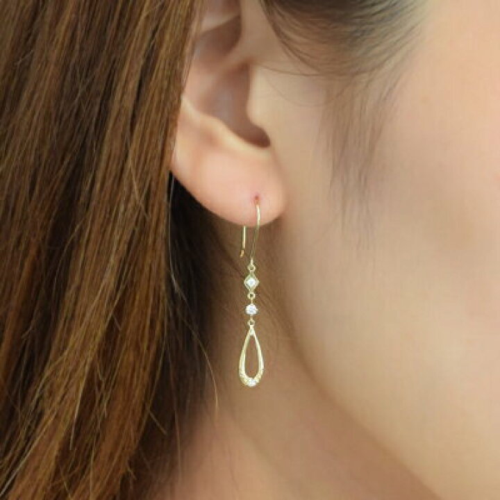 楽天市場】K18 天然 ダイヤモンド 計0.12ct ジュエ フックピアス 