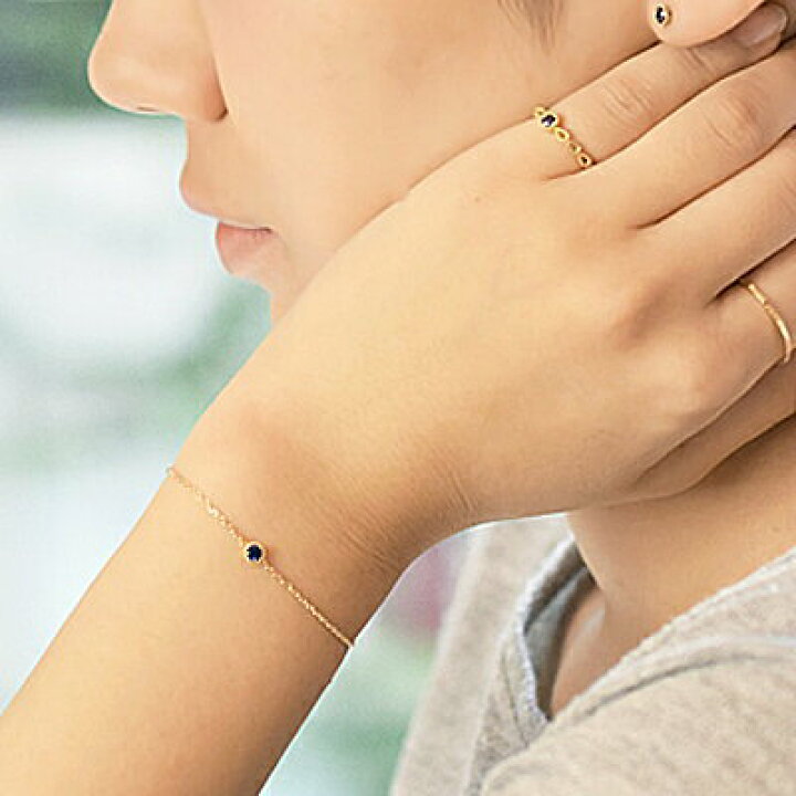 楽天市場】K18 天然 サファイア 0.1ct ミル打ち 一粒 ブレスレット  