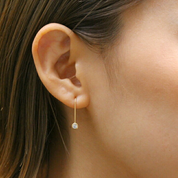 楽天市場】K18 天然ダイヤモンド 計0.2ct フクリン 一粒フックピアス 